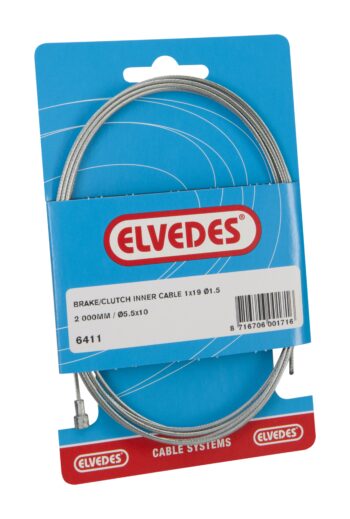Koppeling binnenkabel Elvedes 2000mm 1×19 draads verzinkt Ø1,5mm met V-nippel (op kaart)