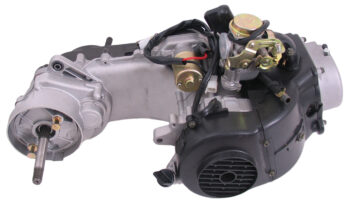 Motorblok compleet China scooter GY6 10 inch wiel met Lange achteras inclusief Carburateur