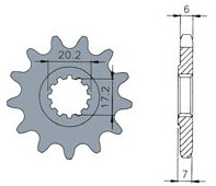 Voortandwiel Minarelli AM6 12 tands 420 ketting (20.2mm binnen gat)