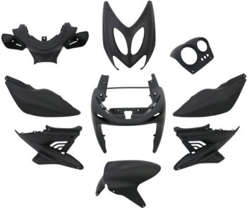 Plaatset 9-delig Edge voor Yamaha Aerox tot bouwjaar 2014 - mat zwart