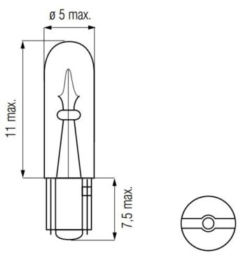 Lamp 12V-1.2W Wedge T5 Oranje