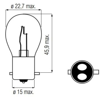 Lamp 12V-20/20W BAX15D
